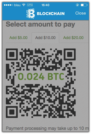 Bitcoins payments on mobile