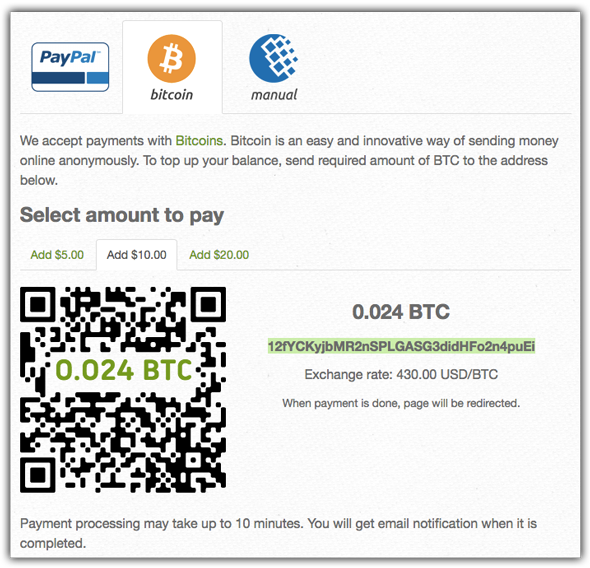 Bitcoins payments on desktop