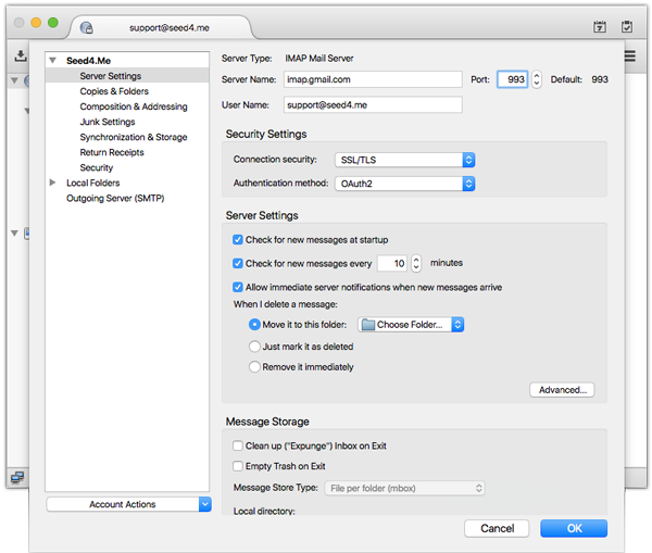 Configure Thunderbird to work with VPN - Step 2