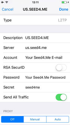 How to setup L2TP VPN on iPhone - Step 2