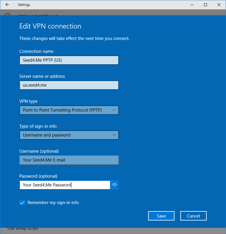 How to setup PPTP VPN in Windows 10 - Step 3